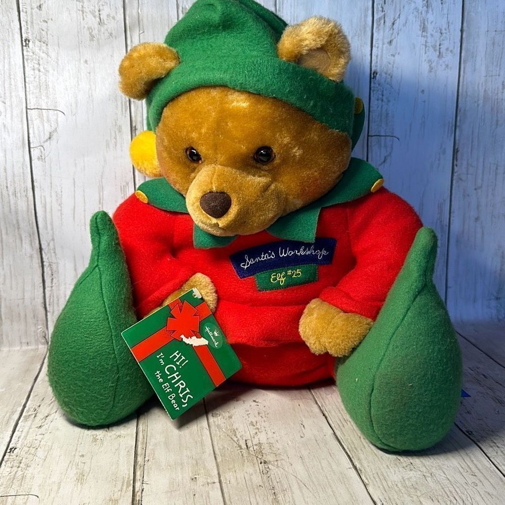 Hallmark Chris the Elf Bear Santa’s Workshop Plush Christmas Teddy Bear 14”